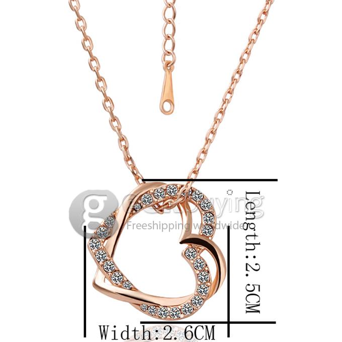 Fashion 18KRGP Cordate Diamond Pendant Alloy Necklace - Gold