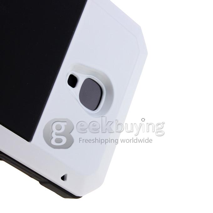 PEPK Extreme Aluminum Metal Shockproof Cover Case with Gorilla Glass for Samsung Galaxy S4 IV i9500 - White