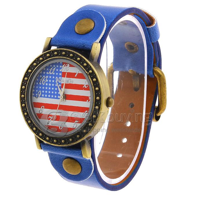 523-5 National Flag Design Style Unisex Fashion & Casual Watches - Blue