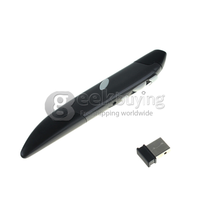 GM60 2.4G Pen Mouse Pen-Shaped Adjustable 500/1000 DPI Wireless Mouse + USB 2.0 Reciever - Black