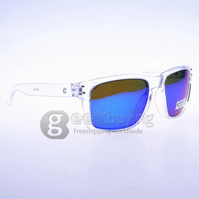 WG009 Transparent TR90 Full Frame Polarized Lens Sports Sunglasses - Blue REVO