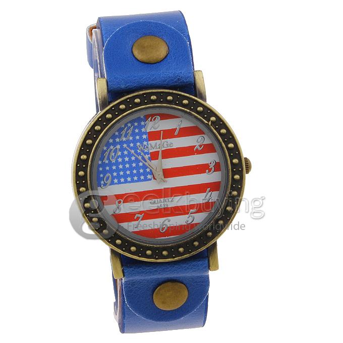 523-5 National Flag Design Style Unisex Fashion & Casual Watches - Blue