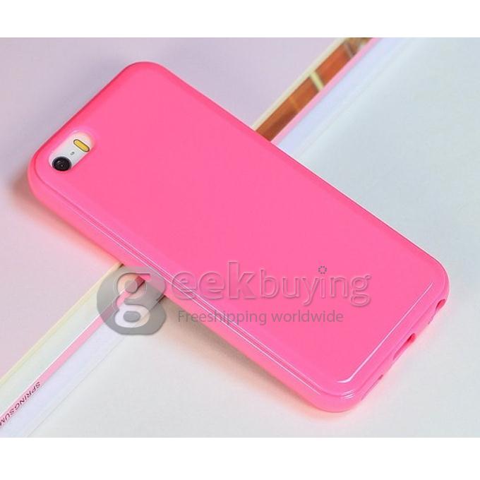 Simple Glossy Soft Silicone Rubber TPU Skin Back Cover Case for iPhone 5C - Rose