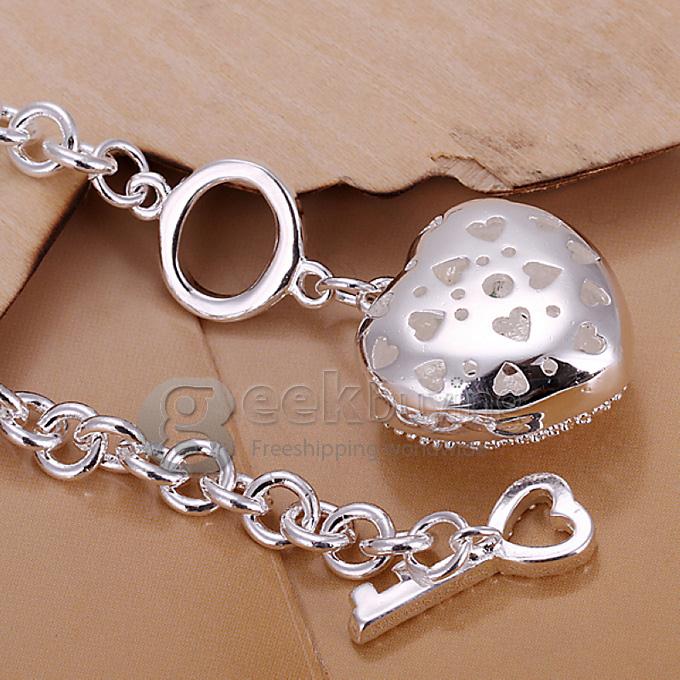 High Quality 925 Sterling Silver Heart Style Pendant Bracelet