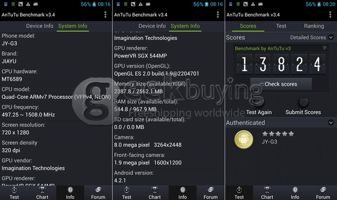 JIAYU G3T 4.5 inch IPS Retina Corning Gorilla Glass Screen MTK6589T Quad Core Smart Phone 720P 1G/4G 8.0MP Camera Android 4.2 3G/GPS-Black