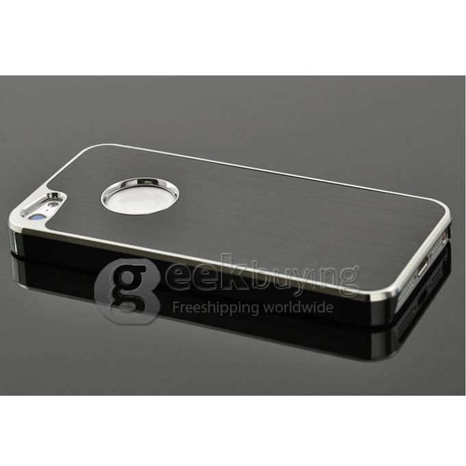 Black Brushed Aluminum & Chrome Hard Case Cover for Apple iPhone 5C