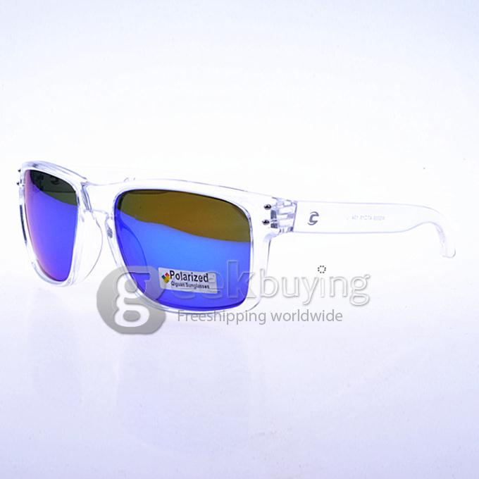 WG009 Transparent TR90 Full Frame Polarized Lens Sports Sunglasses - Blue REVO