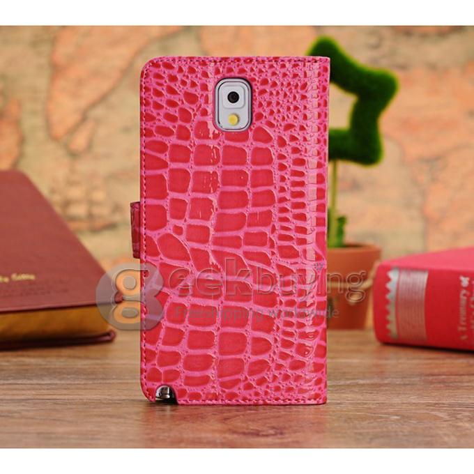 New Crocodile Pattern Wallet Leather Flip Case for Samsung Galaxy Note 3 III N9000 - Rose