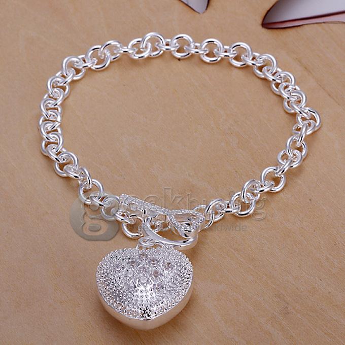 High Quality 925 Sterling Silver Heart Style Pendant Bracelet