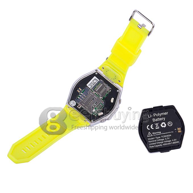 A8 1.54 inch Touch Screen MTK 6250 Watch phone Bluetooth/Sync Phonebook/Call/SMS/Anti Lost - Yellow