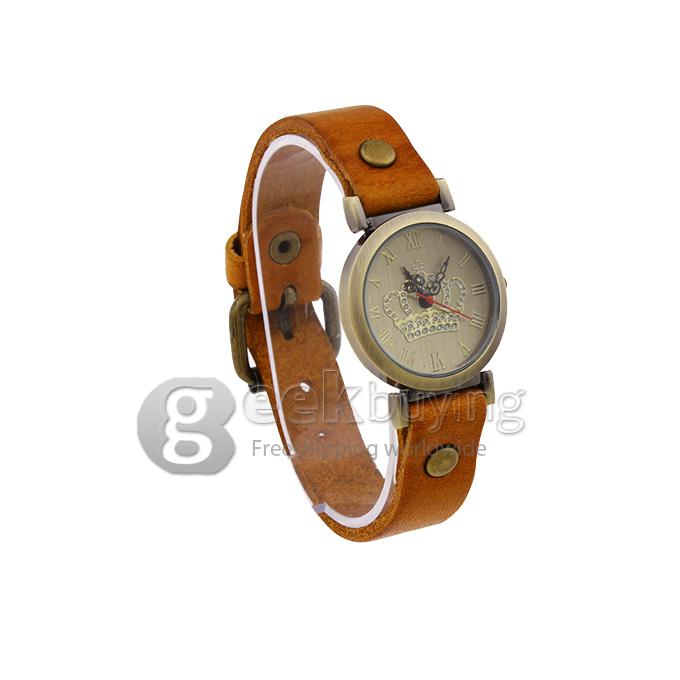 Unisex Crown Design Style Fashion & Casual Watches - Light Brown