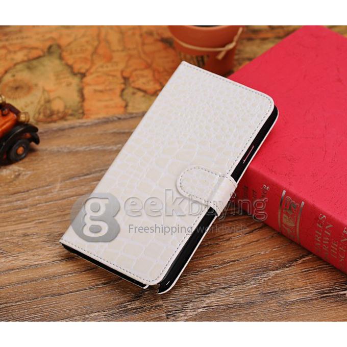 New Crocodile Pattern Wallet Leather Flip Case for Samsung Galaxy Note 3 III N9000 - White