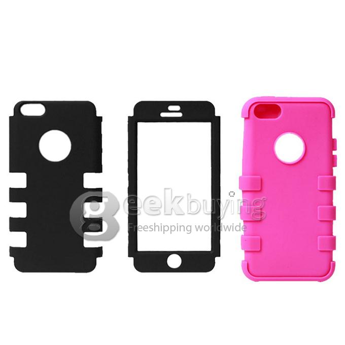 New Silicone Hard 3-Piece Hybrid High Impact Case for Apple iPhone 5C - Rose