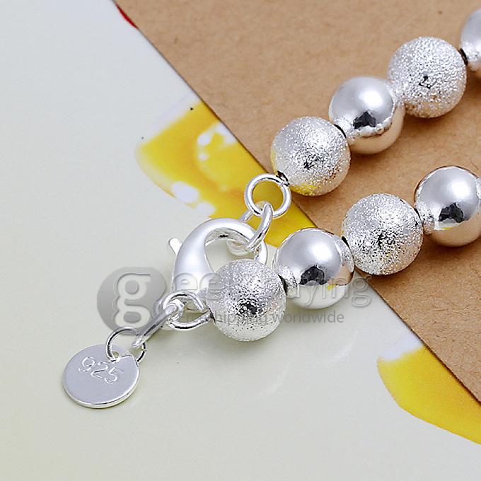 High Quality 925 Sterling Silver Double Smooth Matte Beads Bracelet