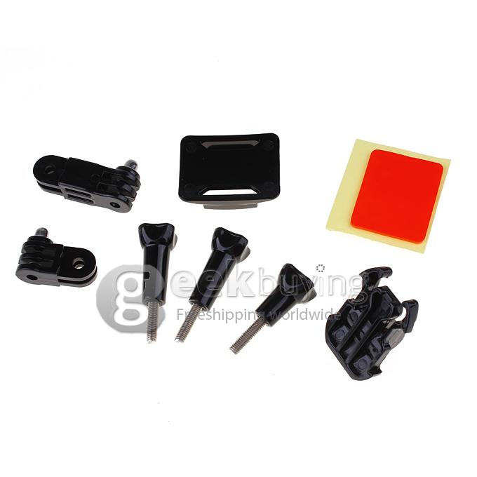Side Mount + Curved Adhesive Mount 3-Way Adjustable Pivot Set for Gopro Hero 3 2 1 Camera