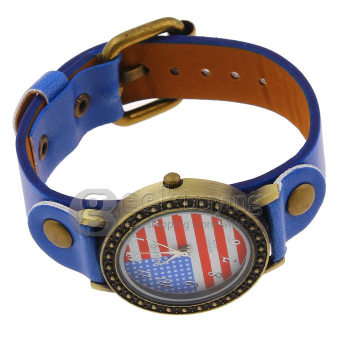 523-5 National Flag Design Style Unisex Fashion & Casual Watches - Blue