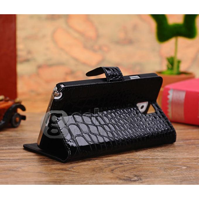 New Crocodile Pattern Wallet Leather Flip Case for Samsung Galaxy Note 3 III N9000 - Black