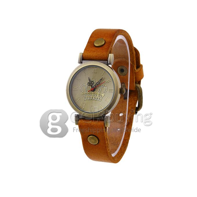 Unisex Crown Design Style Fashion & Casual Watches - Light Brown