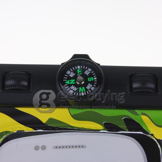 Digital Camera Mobile Phone Waterproof PVC Bag Case Underwater Pouch 16x10CM with Compass - Army Green