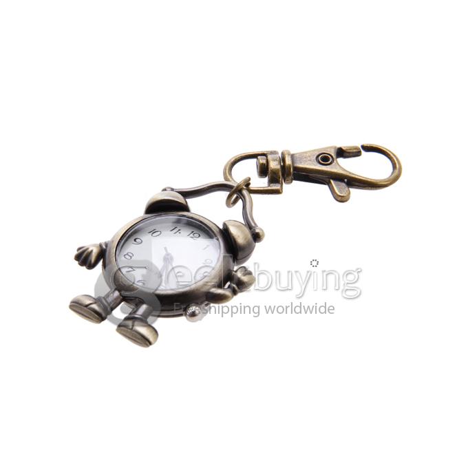 Personalized Clock Style Unisex Alloy Analog Quartz Keychain Watch - Bronze