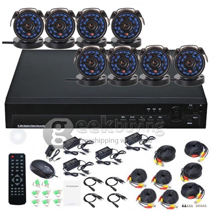 SX-9208-5024D 8CH CCTV Camera System 8 D1 Indoor Cameras H.264 1/4