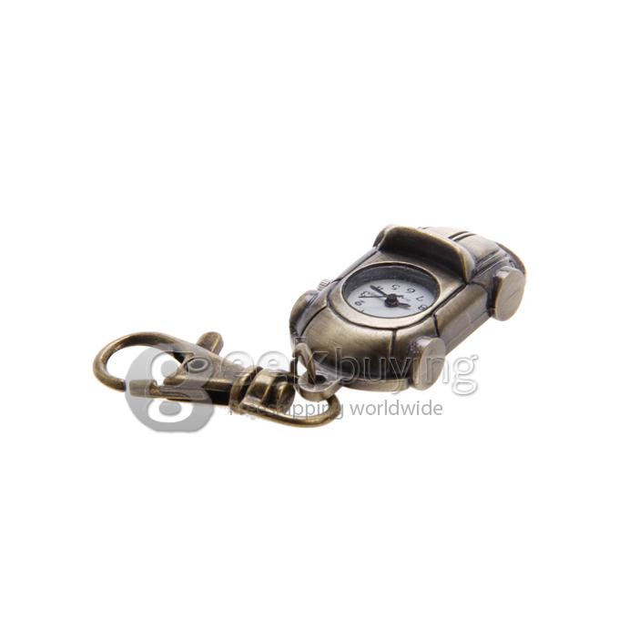 Retro Sports Car Style Unisex Alloy Analog Quartz Keychain Watch - Bronze