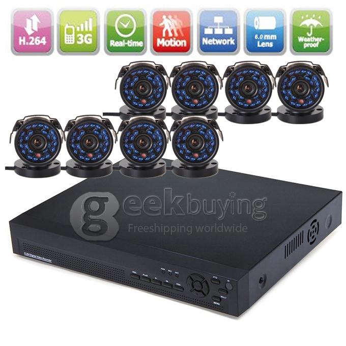 SX-9208-5024D 8CH CCTV Camera System 8 D1 Indoor Cameras H.264 1/4