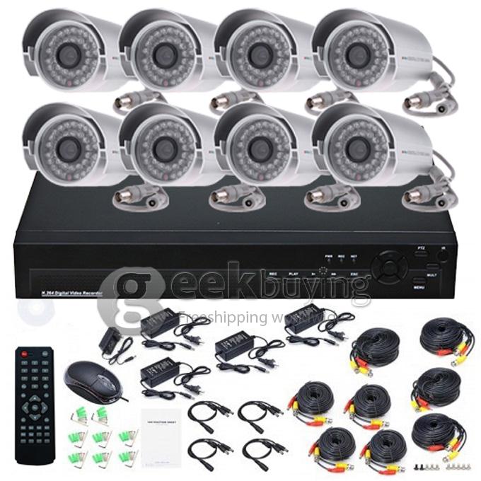 SX-9208-60B 8CH CCTV Camera System 8 D1 Outdoor Cameras H.264 1/4