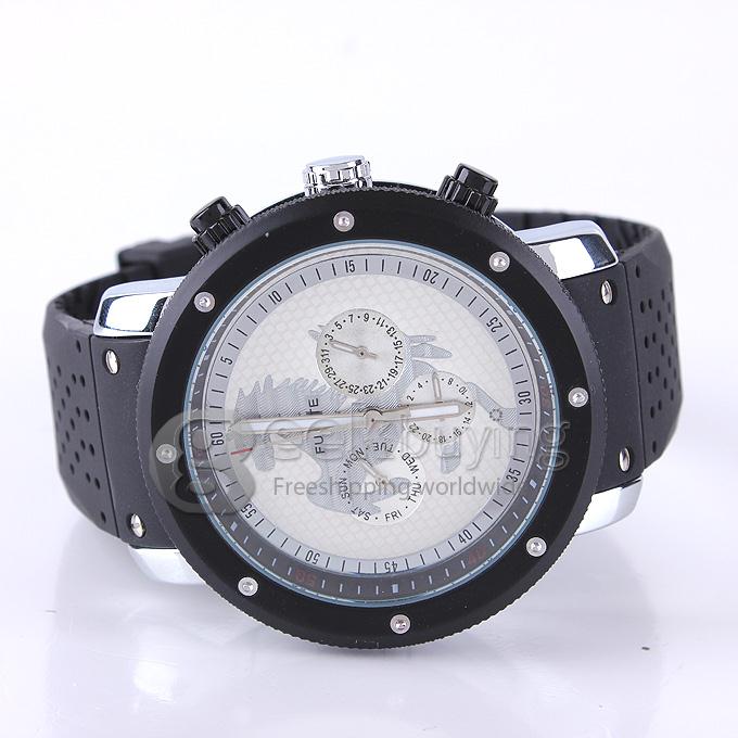 FUYATE 2139 Silicone Strap Mechanical Automatic Wrist Watch with 3 Mini Dial for Male - White