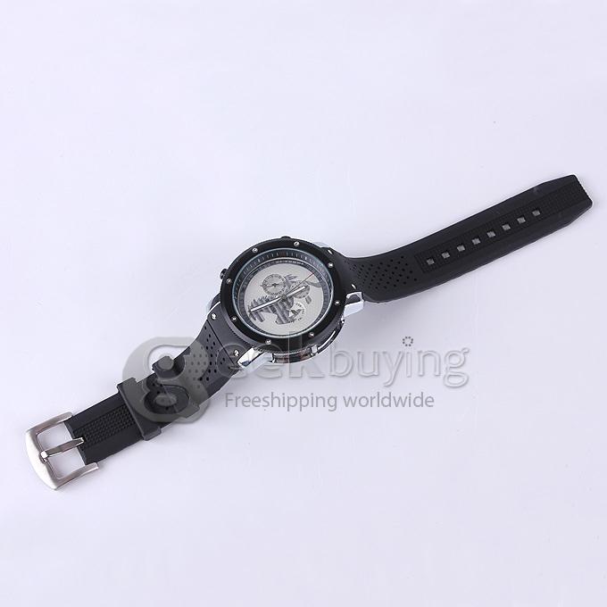 FUYATE 2139 Silicone Strap Mechanical Automatic Wrist Watch with 3 Mini Dial for Male - White