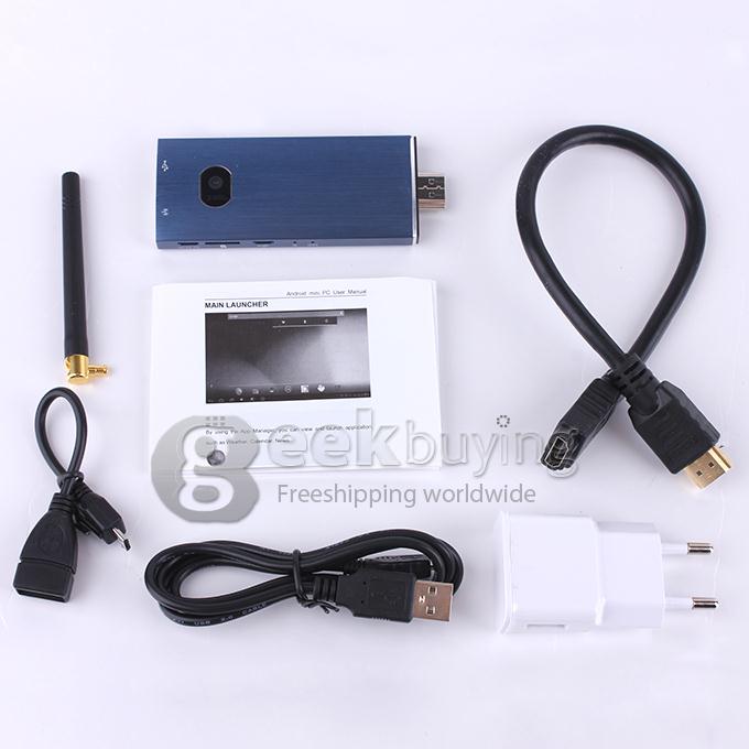 GK525 RK3188T Quad Core 1.4Ghz Android 4.2.2 OS Mini TV BOX Dongle 2G/8G Bluetooth 2.0MP Camera Microphone External Wifi Antenna - Blue
