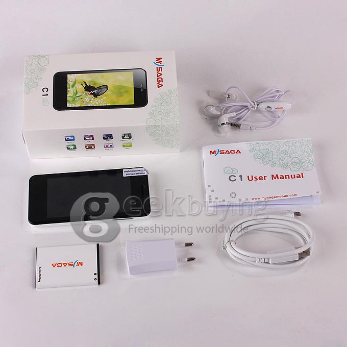 MYSAGA C1 4.0Inch Capacitive Touch Screen MTK6572W Dual Core Smartphone Dual Camera Android 4.2 OS 3G/GPS - White