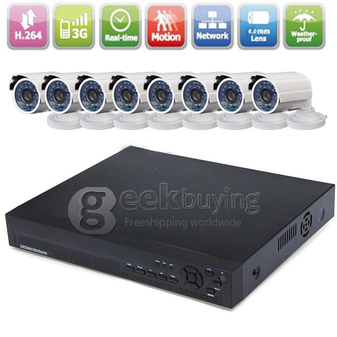 SX-9208-5024C 8CH CCTV Camera System 8 D1 Outdoor Cameras H.264 1/4
