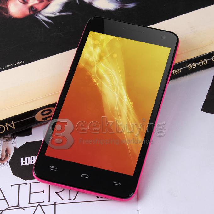 W450 4.5inch FWVGA Capacitive Screen MTK6582 Quad Core Smartphone 1G/4G 8.0MP Camera Android 4.2 OS 3G/GPS with Free Case - Pink