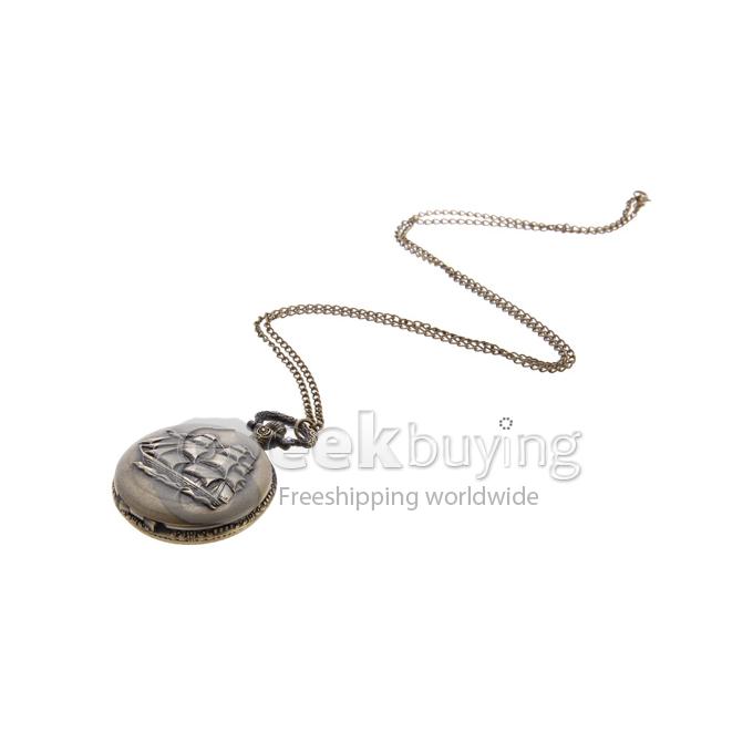 Unisex Sailing Boat Style Alloy Analog Quartz Pocket Watch - Bronze