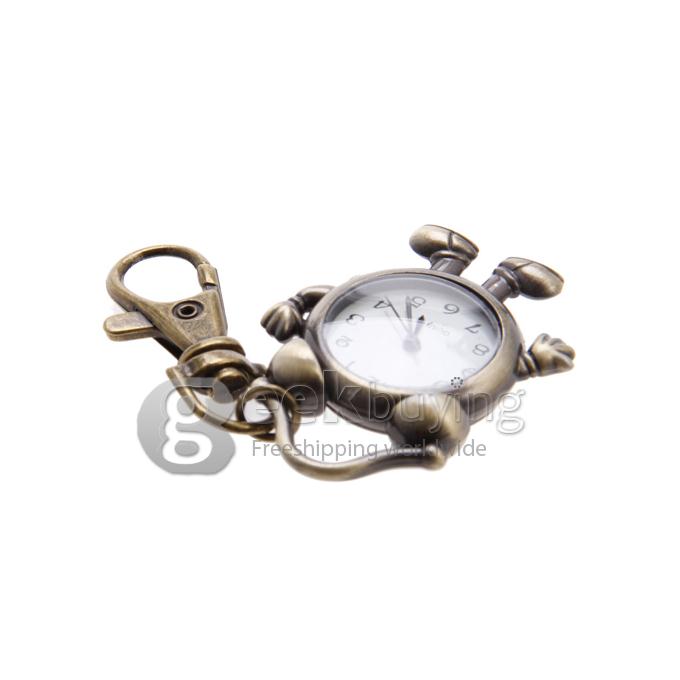 Personalized Clock Style Unisex Alloy Analog Quartz Keychain Watch - Bronze