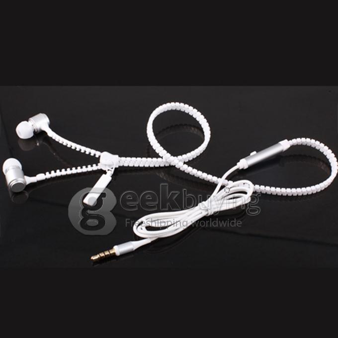 3.5mm In-Ear Earbuds Noise-Isolating with Tangle Free Zipper Cabling Earphone for Cellphones/Google Nexus 5 - White