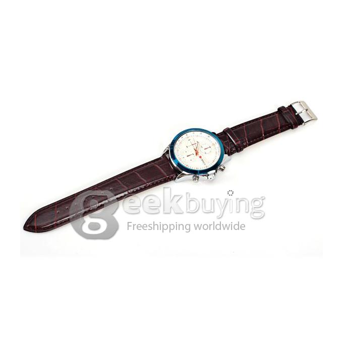 Curren 8138 High Quality Men's Watch 12 Mini Dots Hour Marks with Three Analog Dial Leather Watchband - Blue + White