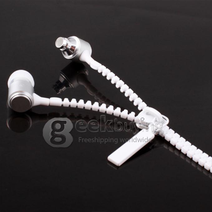 3.5mm In-Ear Earbuds Noise-Isolating with Tangle Free Zipper Cabling Earphone for Cellphones/Google Nexus 5 - White