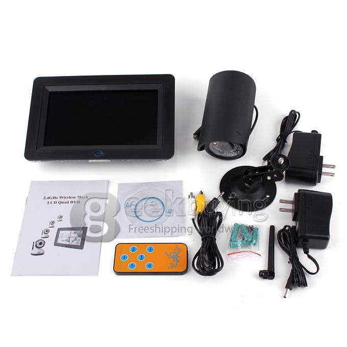 ZJ1285-DVR4 1CH 7 Inch 2.4GHz Wireless Night Vision Camera Monitor System for Office/Baby DVR Monitoring (US Plug) Black