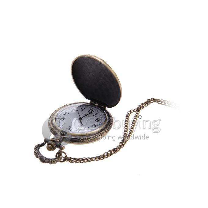 Unisex Retro Train Style Alloy Analog Quartz Pocket Watch - Bronze