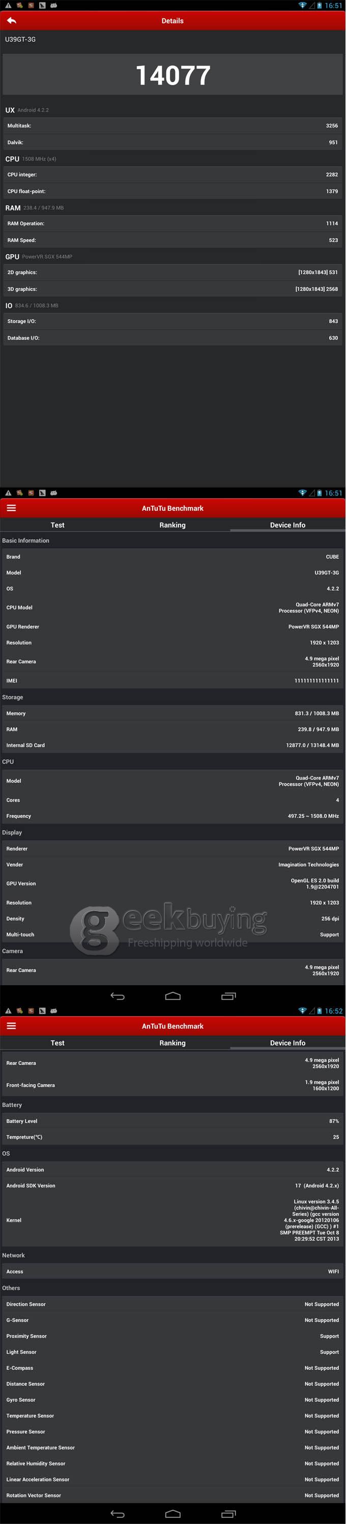 Cube U39GT-3G Talk9 MTK8389T 1.5GHz 9 inch Tablet PC Phablet Android 4.2 Quad Core PLS Capacitive Touch Screen 1920*1280 1GB/16GB - White