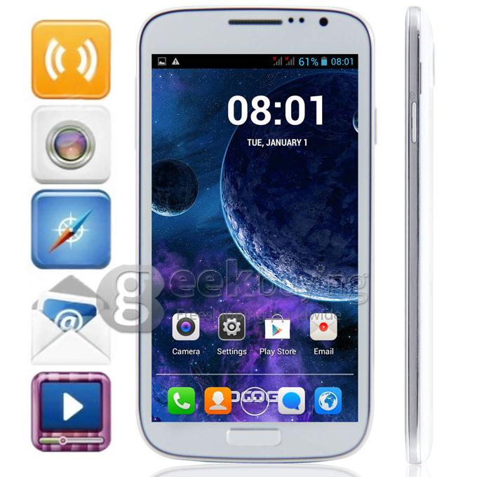 Doogee DG300 MTK6572W Dual Core 1.3GHz 5.0inch Android 4.2 OS Smartphone 512MB RAM 4GB ROM QHD Capacitive Screen 5.0MP Camera 3G GPS - White
