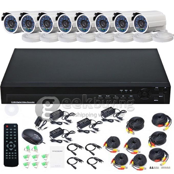 SX-9208-5024C 8CH CCTV Camera System 8 D1 Outdoor Cameras H.264 1/4