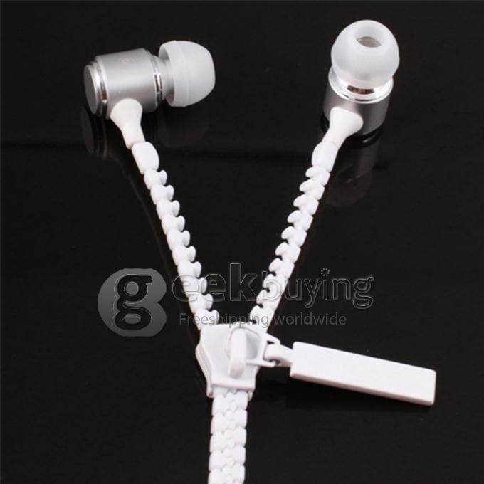 3.5mm In-Ear Earbuds Noise-Isolating with Tangle Free Zipper Cabling Earphone for Cellphones/Google Nexus 5 - White