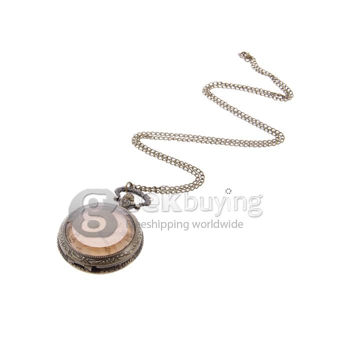 Unisex Dark Brown Round Alloy Analog Quartz Pocket Watch - Bronze