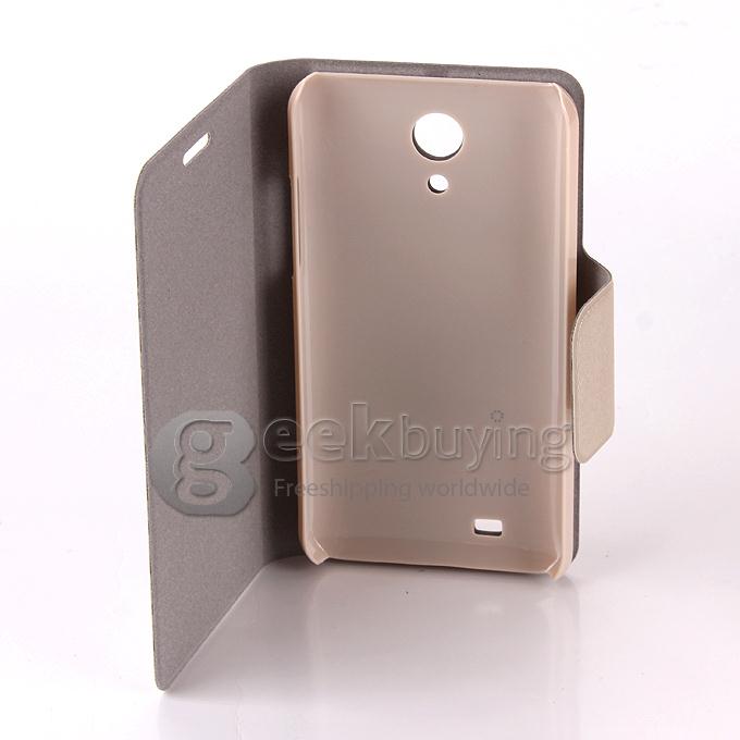 Protective PU Leather Hard Flip Cover Shell for ThL W100 W100S 4.5 Inch Smart Phone - Khaki