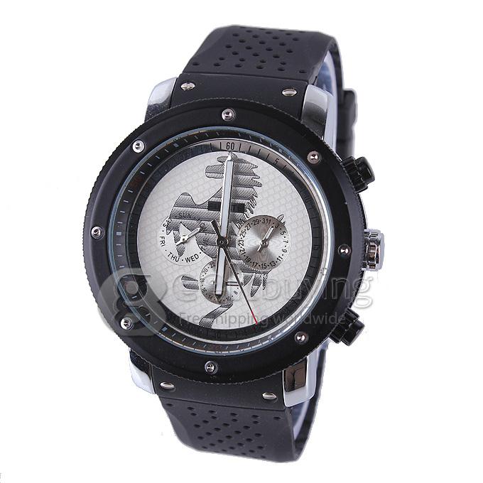 FUYATE 2139 Silicone Strap Mechanical Automatic Wrist Watch with 3 Mini Dial for Male - White