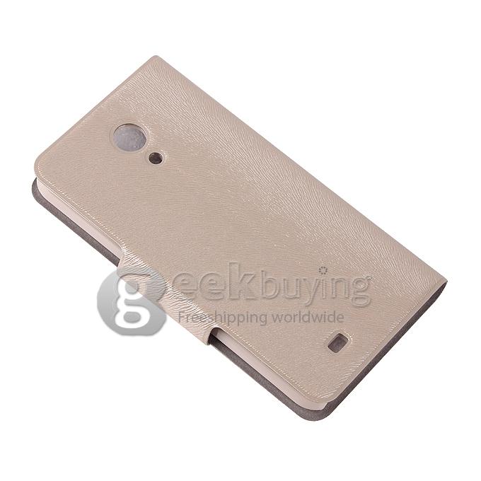 Protective PU Leather Hard Flip Cover Shell for ThL W100 W100S 4.5 Inch Smart Phone - Khaki