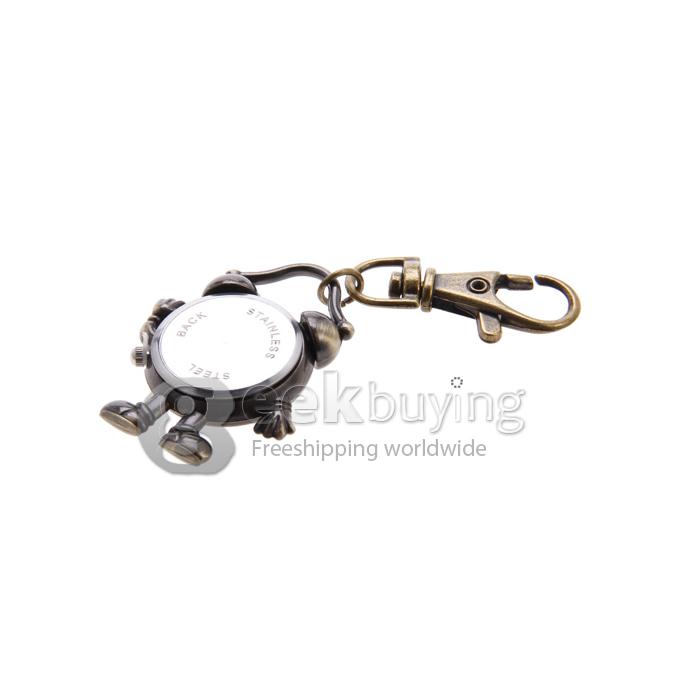 Personalized Clock Style Unisex Alloy Analog Quartz Keychain Watch - Bronze